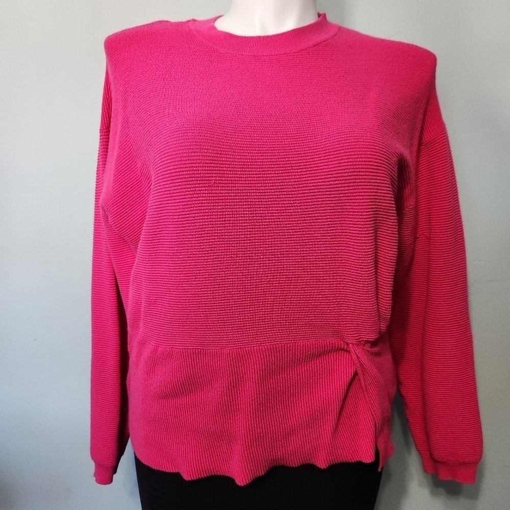 Nine West Bright Pink Ribbed Sweater